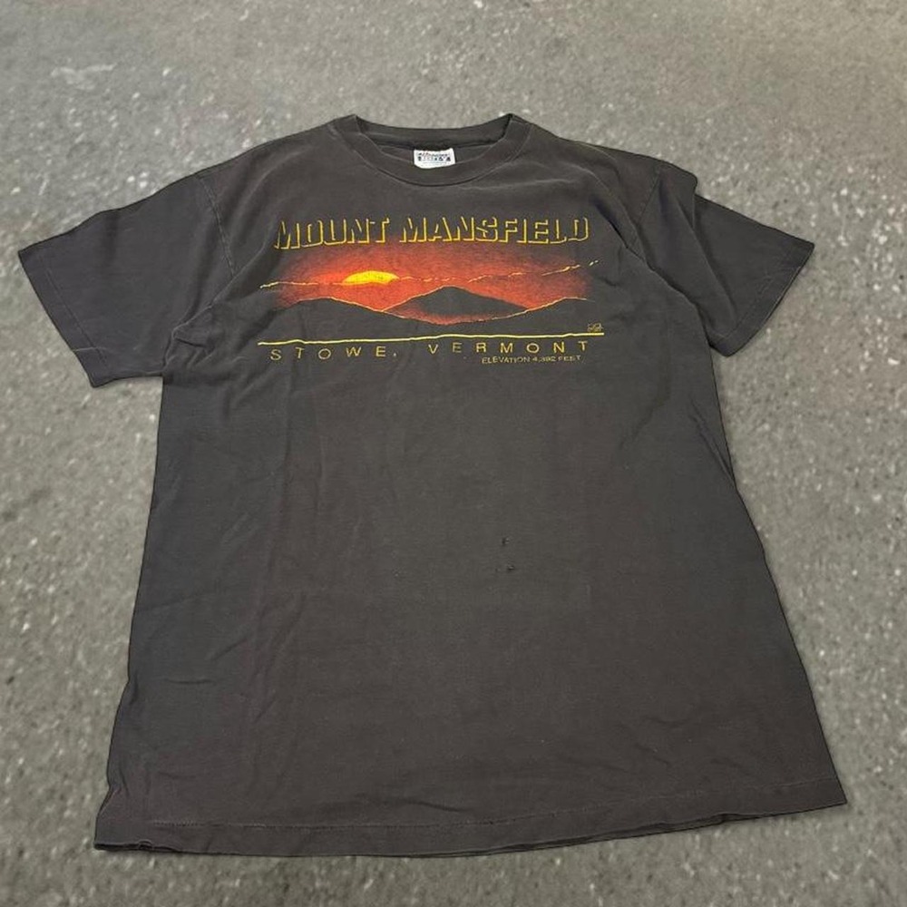 Vintage Hanes Beefy-T Mount Mansfield Vermont Graphic T-Shirt Mens Large Black